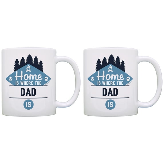 ThisWear Funny Father Day Gifts Home is Where the Dad Is Unique Gifts for Dad Fathers Day Gifts 11 ounce 2 Pack Coffee Mugs