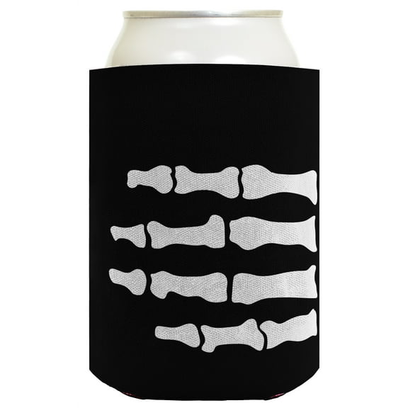 ThisWear Funny Halloween Beer Coolie Skeleton Hand Bones Pirate or Zombie Costume Accessory 2 Pack Can Coolie Drink Coolers Coolies Black