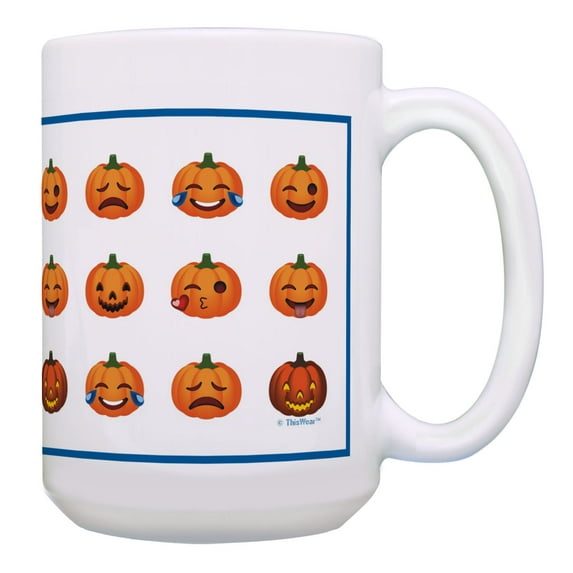 ThisWear Funny Halloween Cup Emoji Pumpkin Mug Large Jack-O-Lantern Mug 15oz Coffee Mug