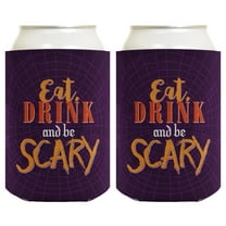 ThisWear Funny Halloween Gifts Eat Drink and Be Scary Spider Web 2-pack Can Coolies Drink Coolers Multi
