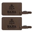 thumbnail image 1 of ThisWear Funny Luggage Tags for Women Keep Calm Nana Will Take Care Of It 2-pack Laser Engraved Leatherette Luggage Tags Brown, 1 of 4
