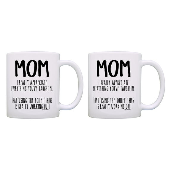 ThisWear Funny Mom Mug Set Appreciate Everything You Taught Me Mom Presents 11 ounce 2 Pack Coffee Mugs