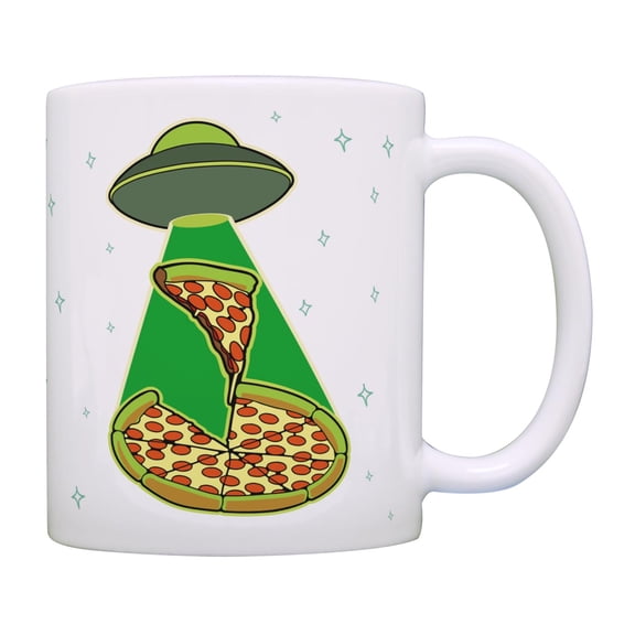 ThisWear Funny Pizza Themed Mug UFO Pizza Abduction Pizza Slice Coffee Mug