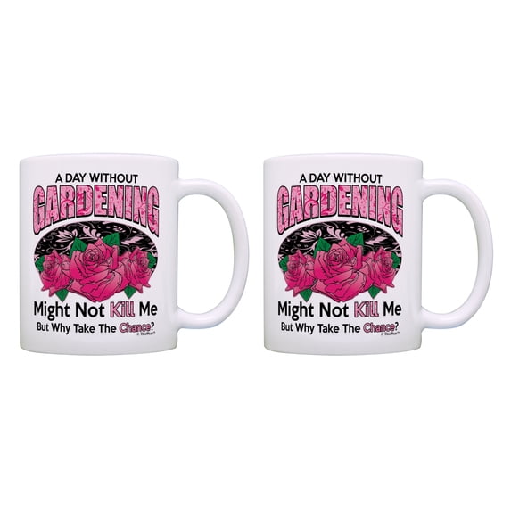 ThisWear Gardening Gift Set A Day Without Gardening Why Gardeners Mug 11 ounce 2 Pack Coffee Mugs