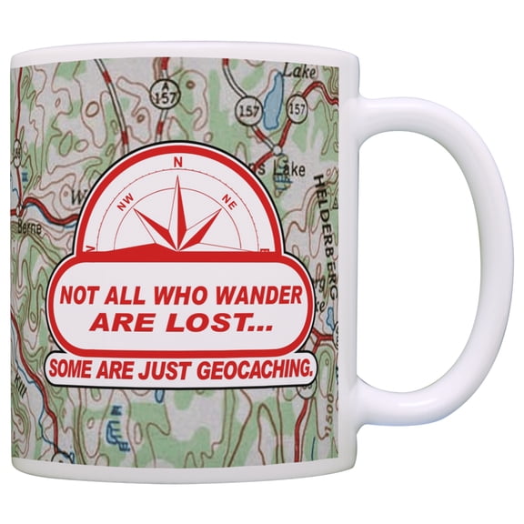ThisWear Geocaching Not All Who Wander are Lost Funny Geocachers Coffee Mug Map