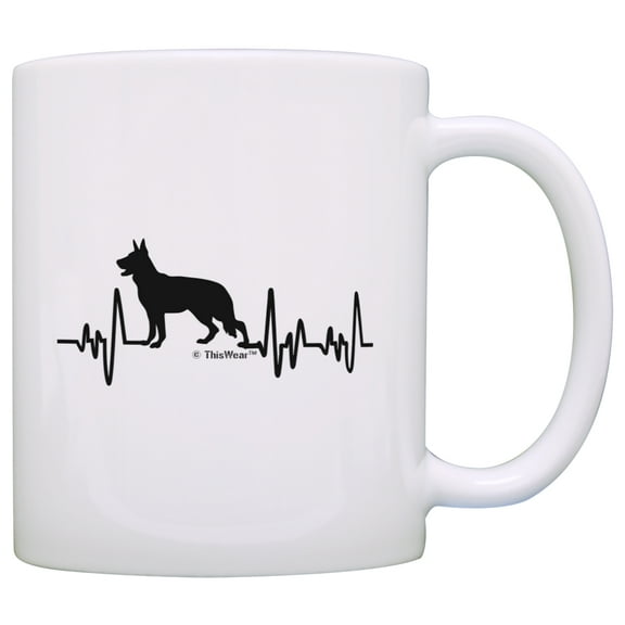 ThisWear German Shepherd Gifts for Women Dog Lover Heartbeat German Shepherd Themed Gifts Dog German Shepherd Lover 11 ounce Coffee Mug