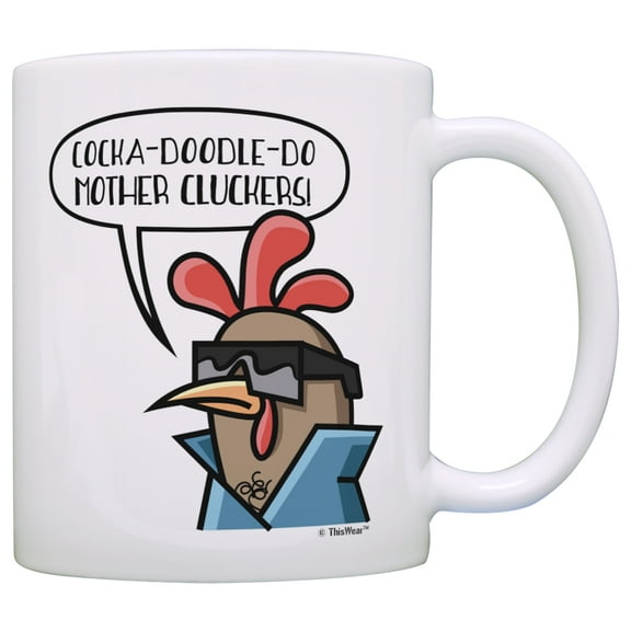 ThisWear Gift Ideas for Coworkers Cockadoodledoo Mother Cluckers Rooster Cofee Mug Funny Mugs for Women 11 ounce Coffee Mug