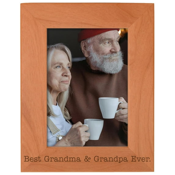 ThisWear Grandparents Gifts Best Grandma Grandpa Ever Natural Wood Engraved 5x7 Portrait Picture Frame Wood