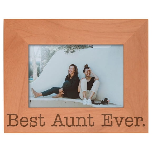 ThisWear Gift for Aunt Best Aunt Ever Mothers Day Natural Wood Engraved 4x6 Landscape Picture Frame Wood