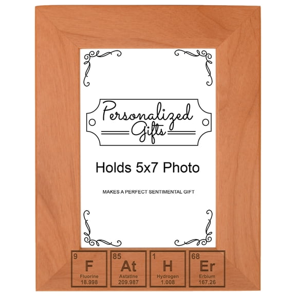 ThisWear Gift for Dad Science Periodic Table Elements Wood Laser 5x7 Portrait Picture Frame