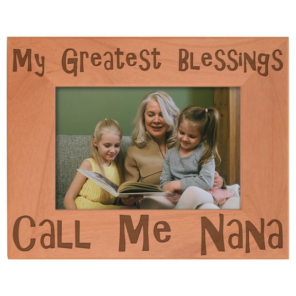 ThisWear Gift for Grandma Blessings Call Me Nana Natural Wood Engraved 4x6 Landscape Picture Frame Wood