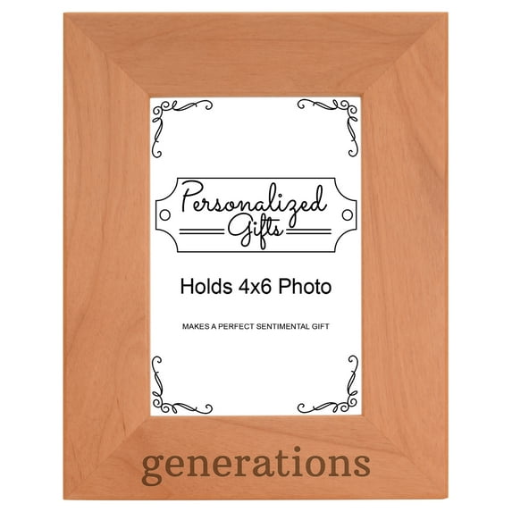 ThisWear Gift for Grandma Grandpa Generations Family Wood Laser 4x6 Portrait Picture Frame