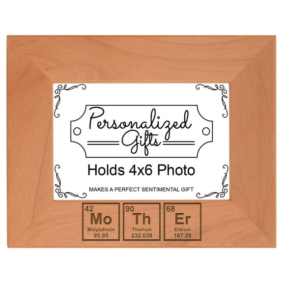 ThisWear Gift for Mom Science Periodic Table Elements Wood Laser 4x6 Landscape Picture Frame
