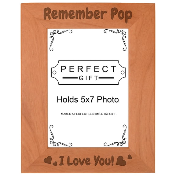ThisWear Gift for Pop Remember Pop I Love You Wood Engraved Portrait 5x7 Photo Frame