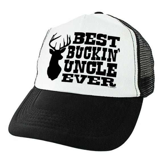ThisWear Gift for Uncle Hunter Best Buckin' Uncle Snapback Style Trucker Hat Black