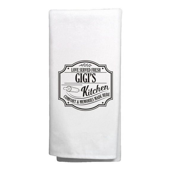 ThisWear Gifts for Gigi Love Served Fresh Gigi's Kitchen Comfort Memories Made Here Decorative Kitchen Towel White