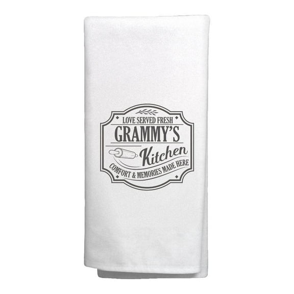 ThisWear Gifts for Grammy Love Served Fresh Grammy's Kitchen Comfort Memories Made Here Decorative Kitchen Towel White