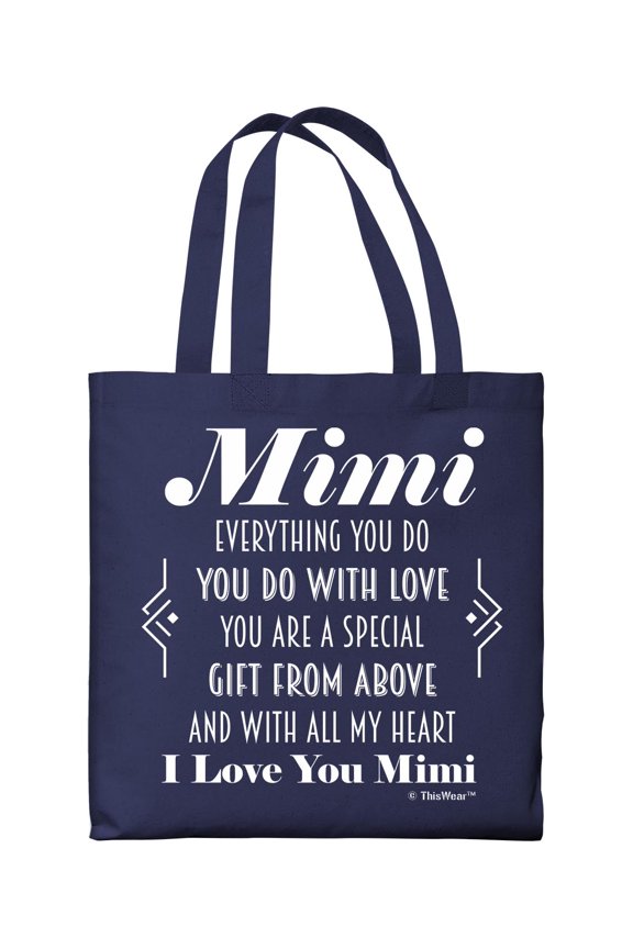 Gifts for Mimi Gifts for Grandma Mimi You Are A Special Gift From Above Poem Lightweight Navy Canvas Tote Bag