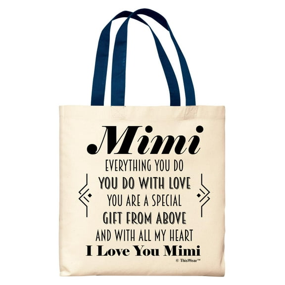 ThisWear Gifts for Mimi Gifts for Grandma Mimi You Are A Special Gift From Above Poem Navy Handle Canvas Tote Bag