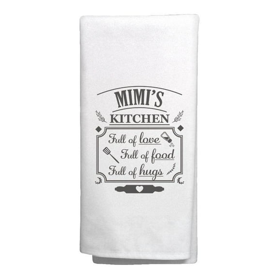 ThisWear Gifts for Mimi Mimi's Kitchen Full of Love Full of Food Full of Hugs Decorative Kitchen Towel White