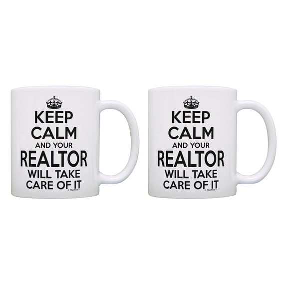 ThisWear Gifts for Realtors Keep Calm Realtor Mug Set Coffee Mug Realtor 11 ounce 2 Pack Coffee Mugs