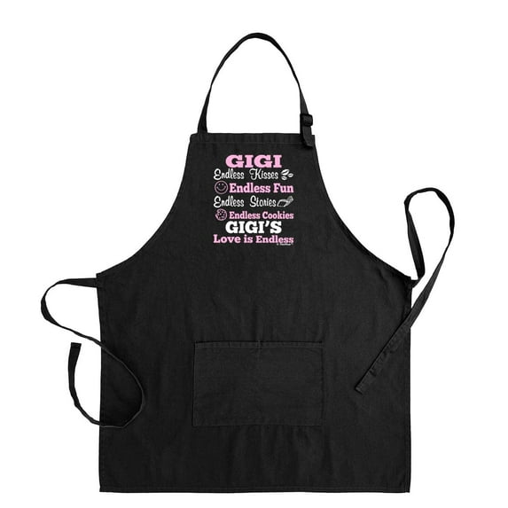 ThisWear Gigi's Love is Endless Apron for Kitchen Two Pocket Apron Black
