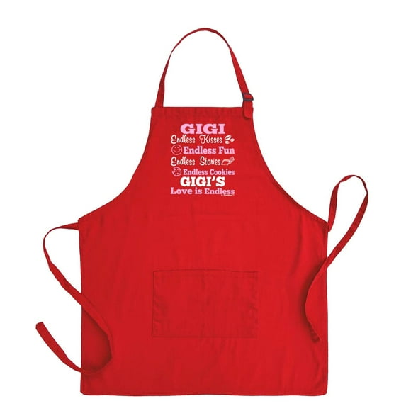 ThisWear Gigi's Love is Endless Apron for Kitchen Two Pocket Apron Red
