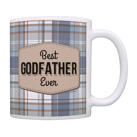 ThisWear Godfather Gift Best Godfather Ever Mug Godfather Fathers Day Mug Coffee Mug Blue Plaid