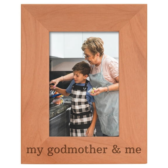 ThisWear Godmother Frame Godmother and Me New Godmother Natural Wood Engraved 4x6 Portrait Picture Frame Wood