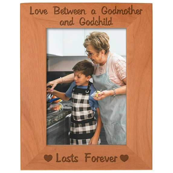 ThisWear Godmother Gift Love Between a Godmother and Godchild Lasts Forever Wood Engraved 5x7 Portrait Frame