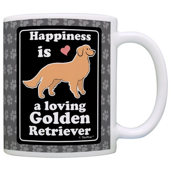 ThisWear Golden Retriever Gifts Happiness is a Loving Golden Retriever Lover 11 ounce Coffee Mug Paw Prints