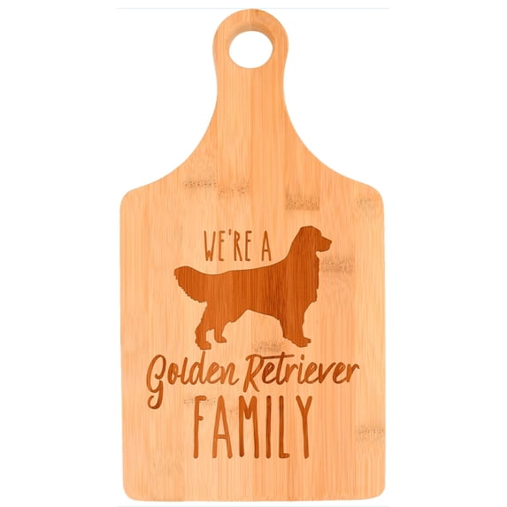 ThisWear Golden Retriever Mom Dog Lover We're A Golden Retriever Family Paddle Shaped Bamboo Cutting Board