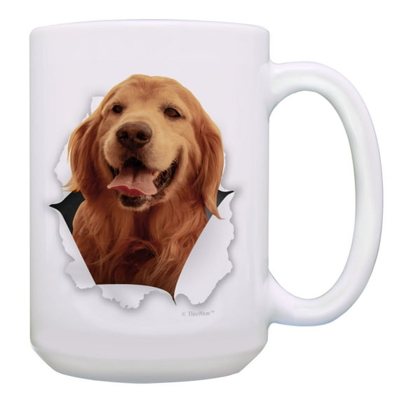 ThisWear Golden Retriever Mug Dog Face Golden Retriever Mom Retriever Dad Gifts 15oz Coffee Mug Cup White