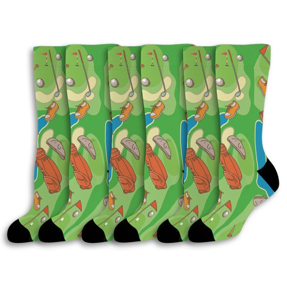 ThisWear Golf Themed Gifts Lucky Golfing Socks Sports Theme Gifts Golf Presents 6-Pairs Novelty Crew Socks