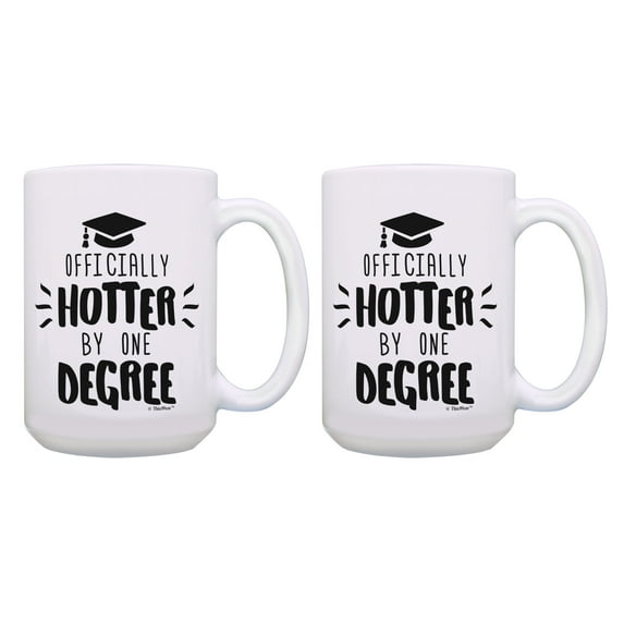 ThisWear Grad Gift Set Officially Hotter By One Degree Graduation Mug 2 Pack 15oz Coffee Mugs