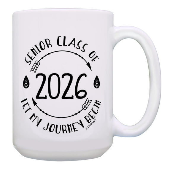 ThisWear Graduation Coffee Cup Mug Senior Class of 2026 Let My Journey Begin 15oz Ceramic Coffee Mug with Handle