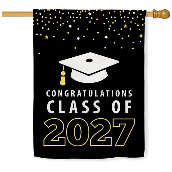 ThisWear Graduation Decor Congratulations Class of 2027 Decorations Graduate Flag Vertical House Flag