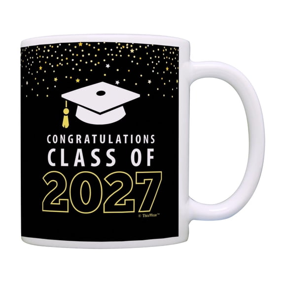ThisWear Graduation Mug Congratulations Class of 2027 Grad Cup College Graduation 11oz Ceramic Coffee Mug with Handle