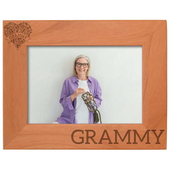ThisWear Grammy Gift For Grandma Grammy Heart Memorial Wood Laser Engraved Landscape 5x7 Picture Frame
