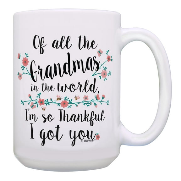 ThisWear Grandma Birthday Gifts I'm So Thankful I Got You Mothers Day Mug 15oz Coffee Mug Multi
