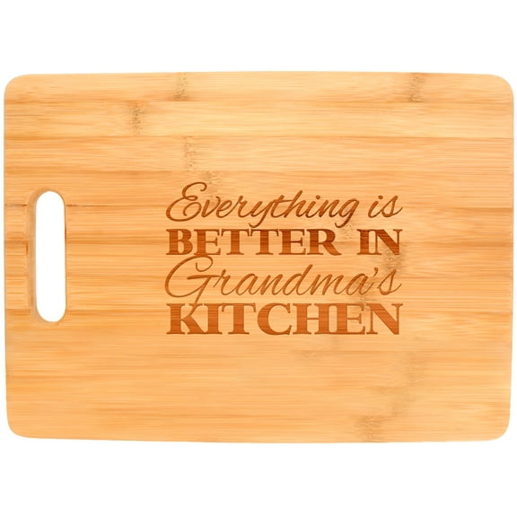 ThisWear Grandma Cutting Board Everything Is Better in Grandma's Kitchen Big Rectangle Bamboo Cutting Board