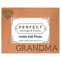 ThisWear Grandma Floral Heart Banner Mother's Day Gift Wood Laser 4x6 Landscape Picture Frame