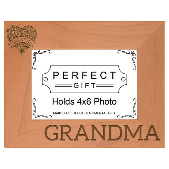 ThisWear Grandma Floral Heart Banner Mother's Day Gift Wood Laser 4x6 Landscape Picture Frame