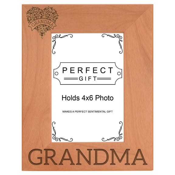 ThisWear Grandma Floral Heart Banner Mother's Day Gift Wood Laser 4x6 Portrait Picture Frame