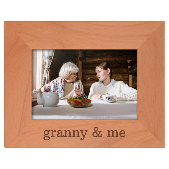 ThisWear Personalized Gifts Grandma Gift Granny and Me Grandchild Natural Wood Engraved 4x6 Landscape Picture Frame Wood