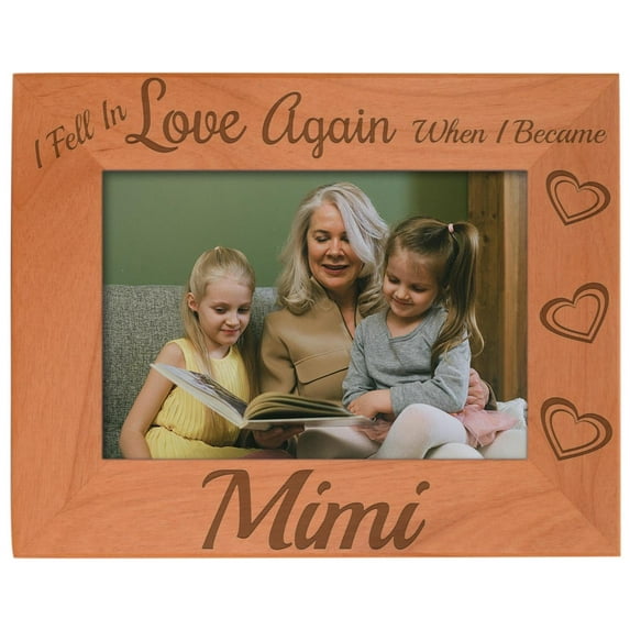 ThisWear Grandma Gifts Fell In Love When I Became Mimi Natural Wood Engraved 5x7 Landscape Picture Frame Wood