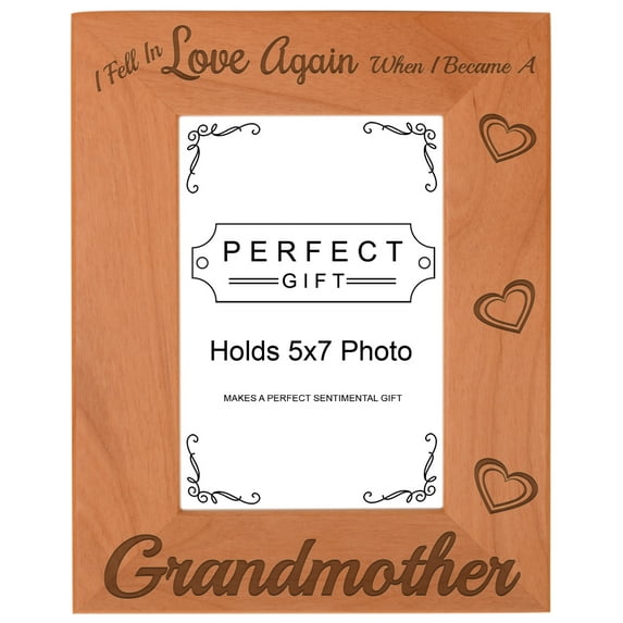 ThisWear Grandma Gifts Fell in Love Became Grandmother Wood Laser 5x7 Portrait Picture Frame