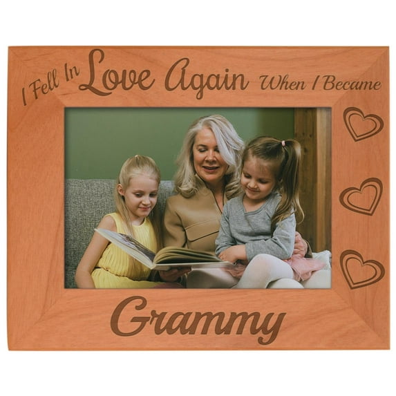 ThisWear Grandma Gifts Fell In Love When Became Grammy Natural Wood Engraved 5x7 Landscape Picture Frame Wood