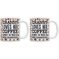 thumbnail image 1 of ThisWear Grandma Gifts Granny Loves Coffee and Grandkids 11 ounce 2 Pack Coffee Mugs Coffee Bean, 1 of 4