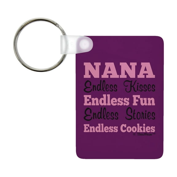 ThisWear Grandma Gifts for Nana Endless Kisses Fun Stories Cookies Aluminum Rectangle Keychain